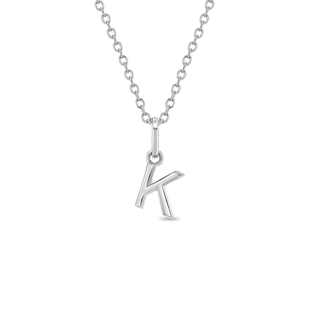 Tiny Initial Letter Kids / Teen Pendant/Necklace - Sterling Silver