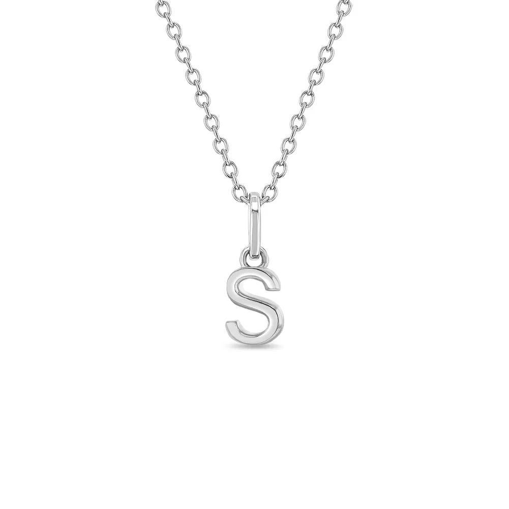 Tiny Initial Letter Kids / Teen Pendant/Necklace - Sterling Silver