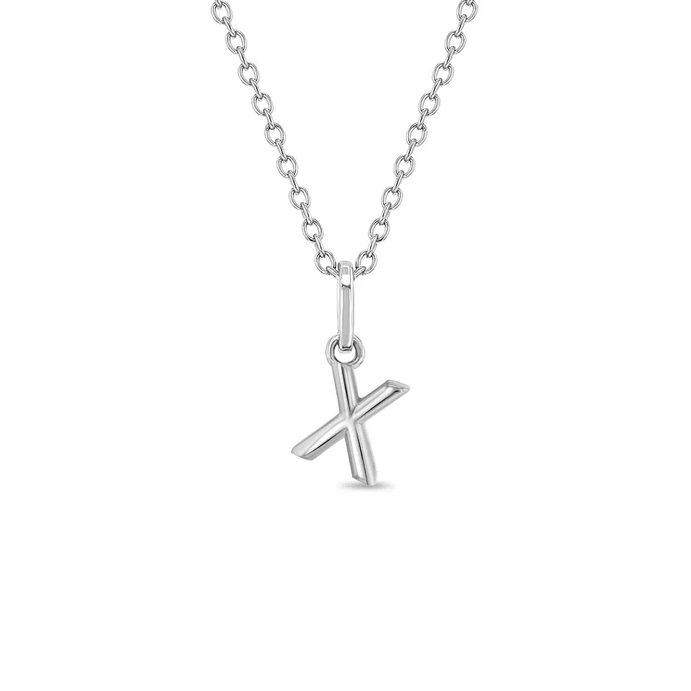 Tiny Initial Letter Kids / Teen Pendant/Necklace - Sterling Silver