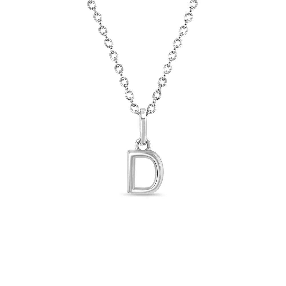 Tiny Initial Letter Kids / Teen Pendant/Necklace - Sterling Silver