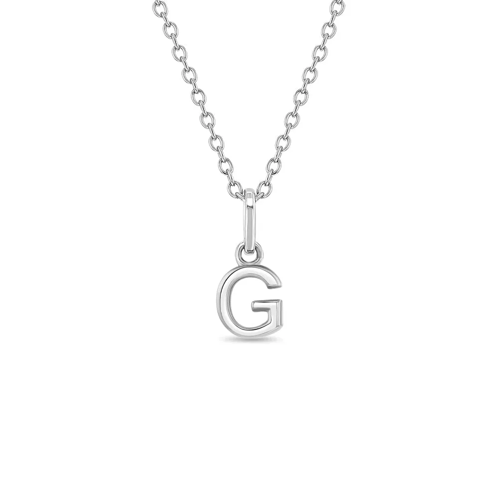 Tiny Initial Letter Kids / Teen Pendant/Necklace - Sterling Silver