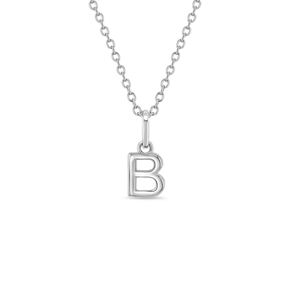 Tiny Initial Letter Kids / Teen Pendant/Necklace - Sterling Silver