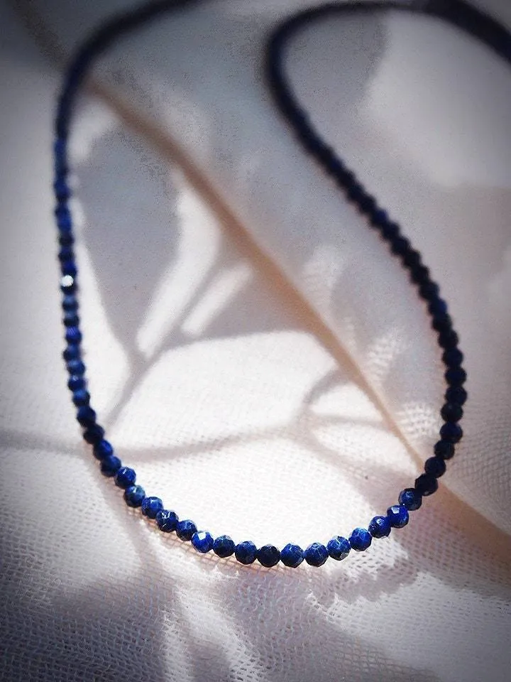 Tiny Lapis Lazuli Choker Necklace - Kalilinoe