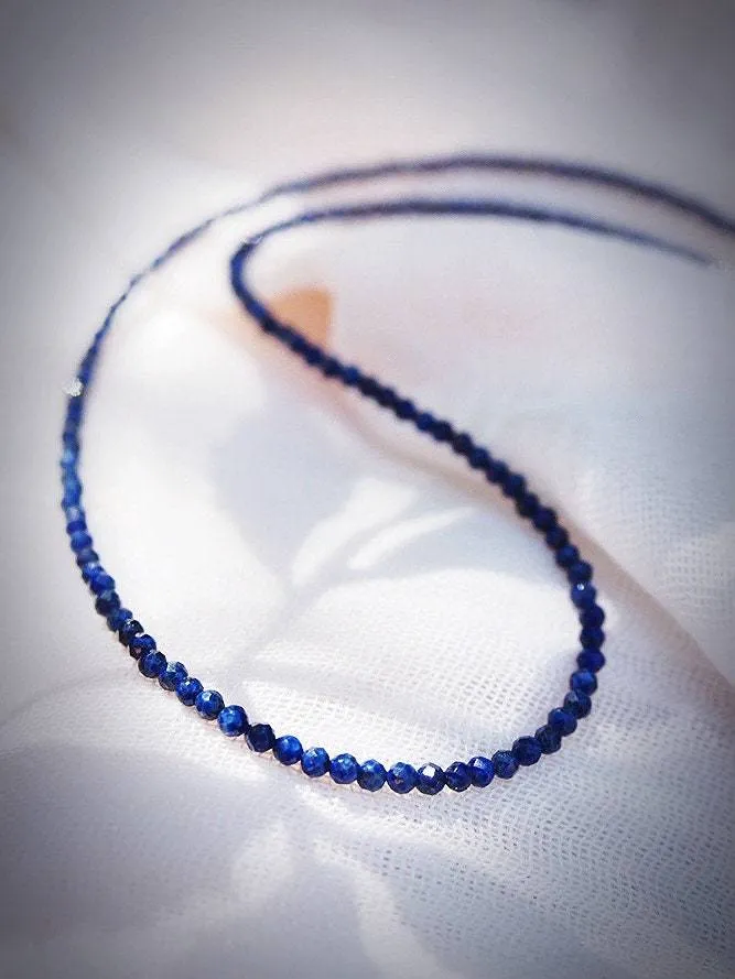 Tiny Lapis Lazuli Choker Necklace - Kalilinoe