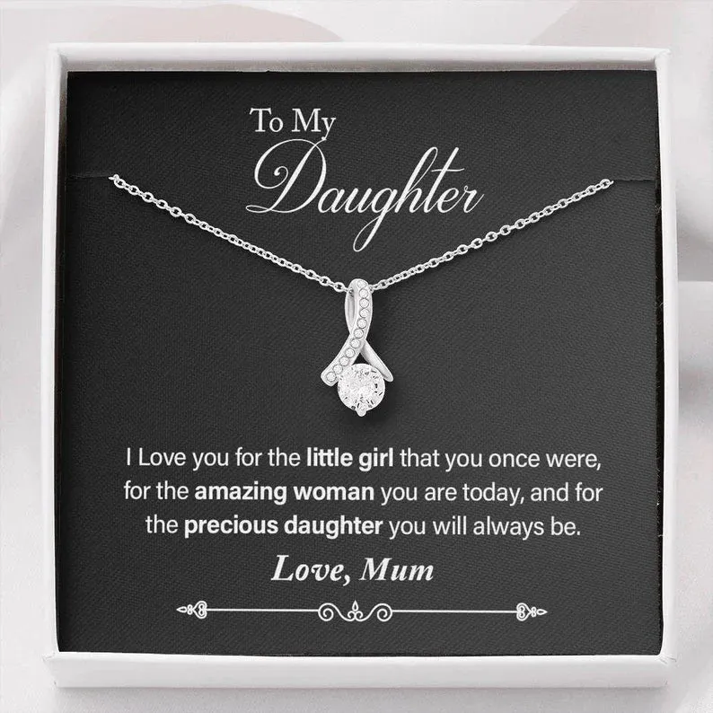 To My Daughter, Love Mum White Gold Necklace