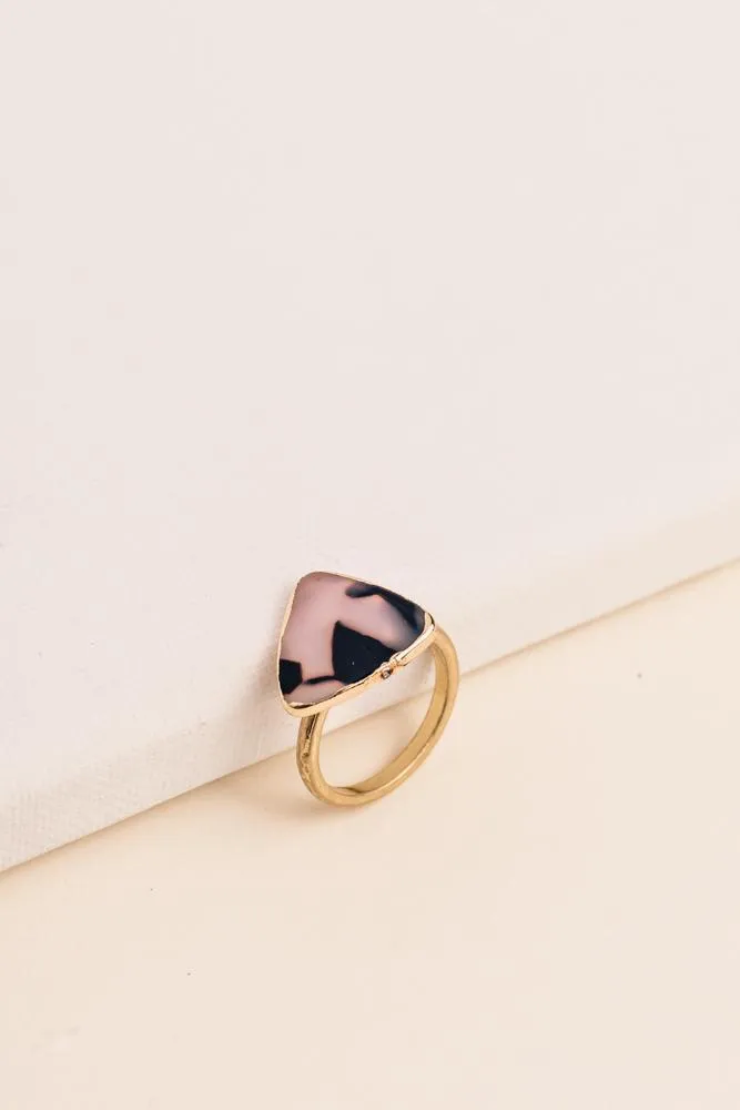 Triangle Stone Ring in Pink