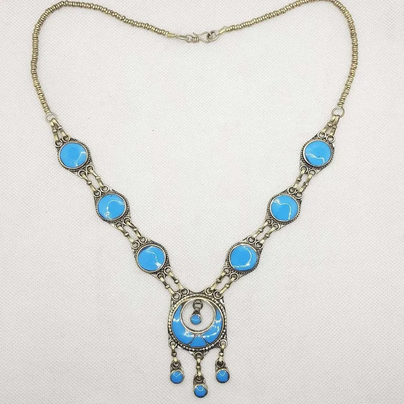 Tribal Boho Pendant Afghani Necklace