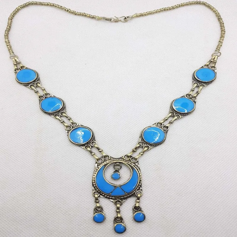 Tribal Boho Pendant Afghani Necklace