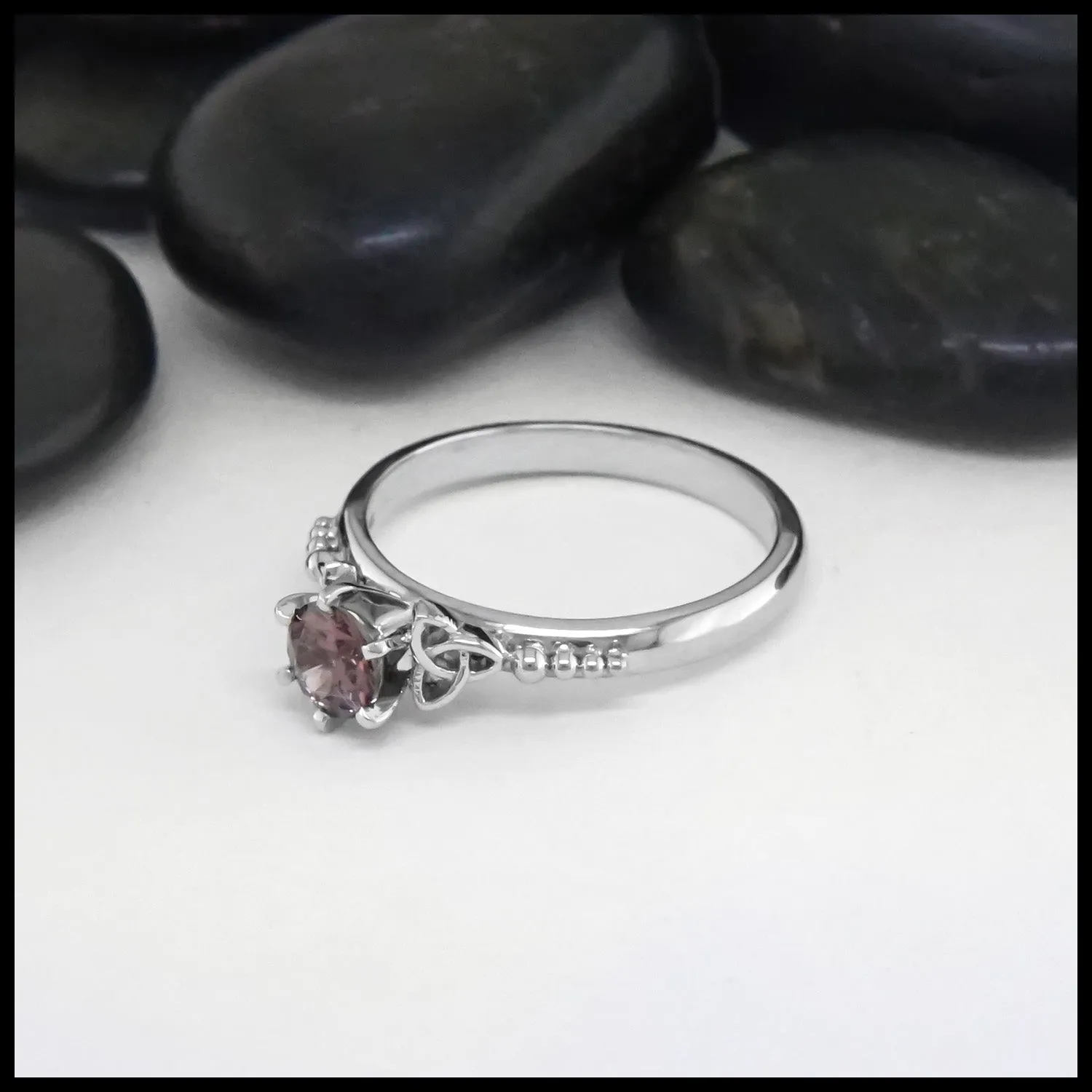 Trinity Knot Pink Spinel Ring