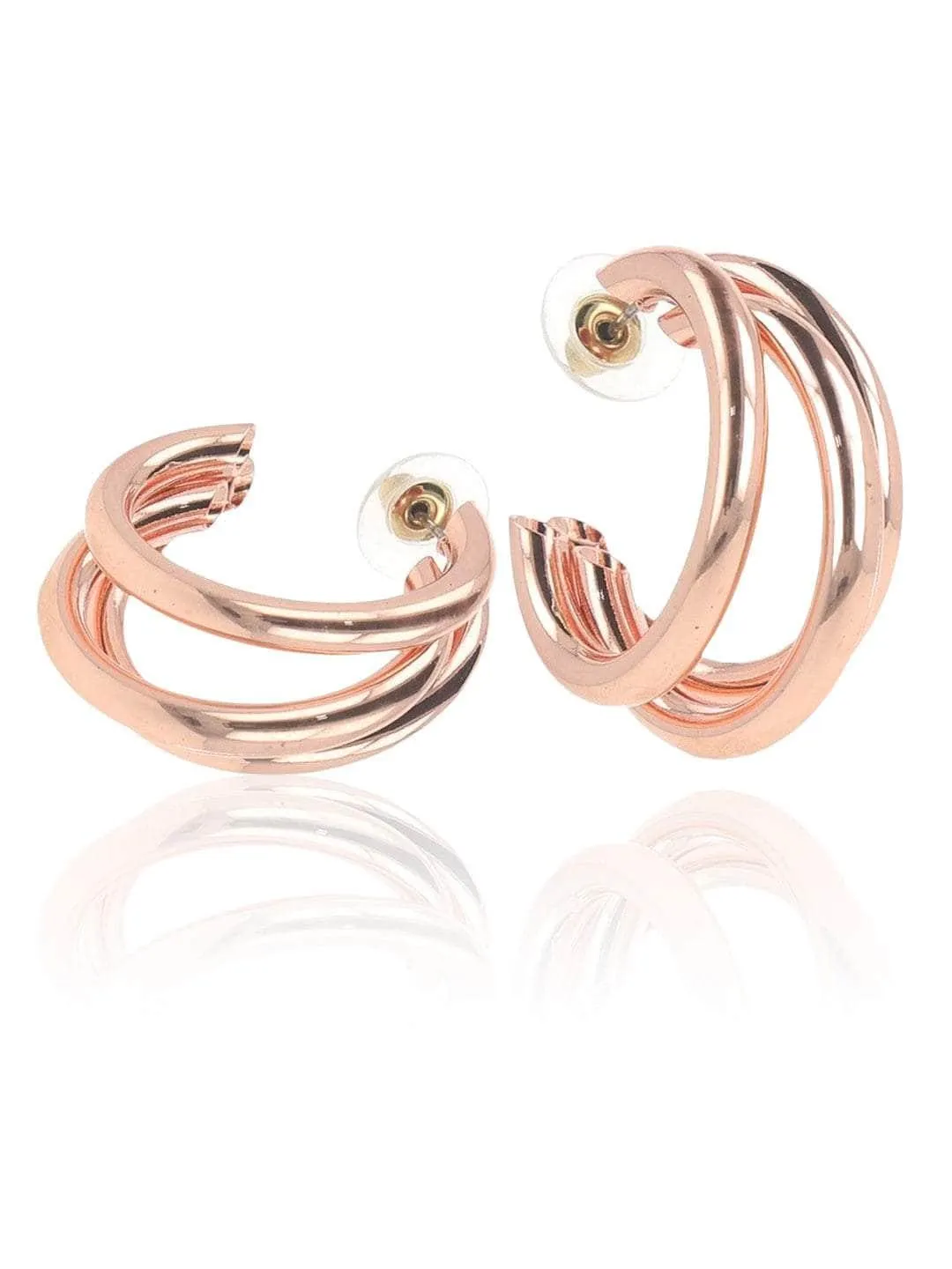 Triple Hoop Earrings Rose Gold