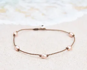 Tula Blue Princess Blush Pearl Rice Petite Anklet