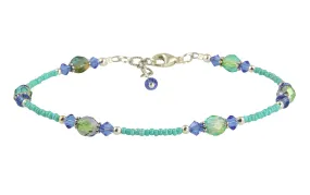 Turquoise Sapphire Blue Beaded Anklet