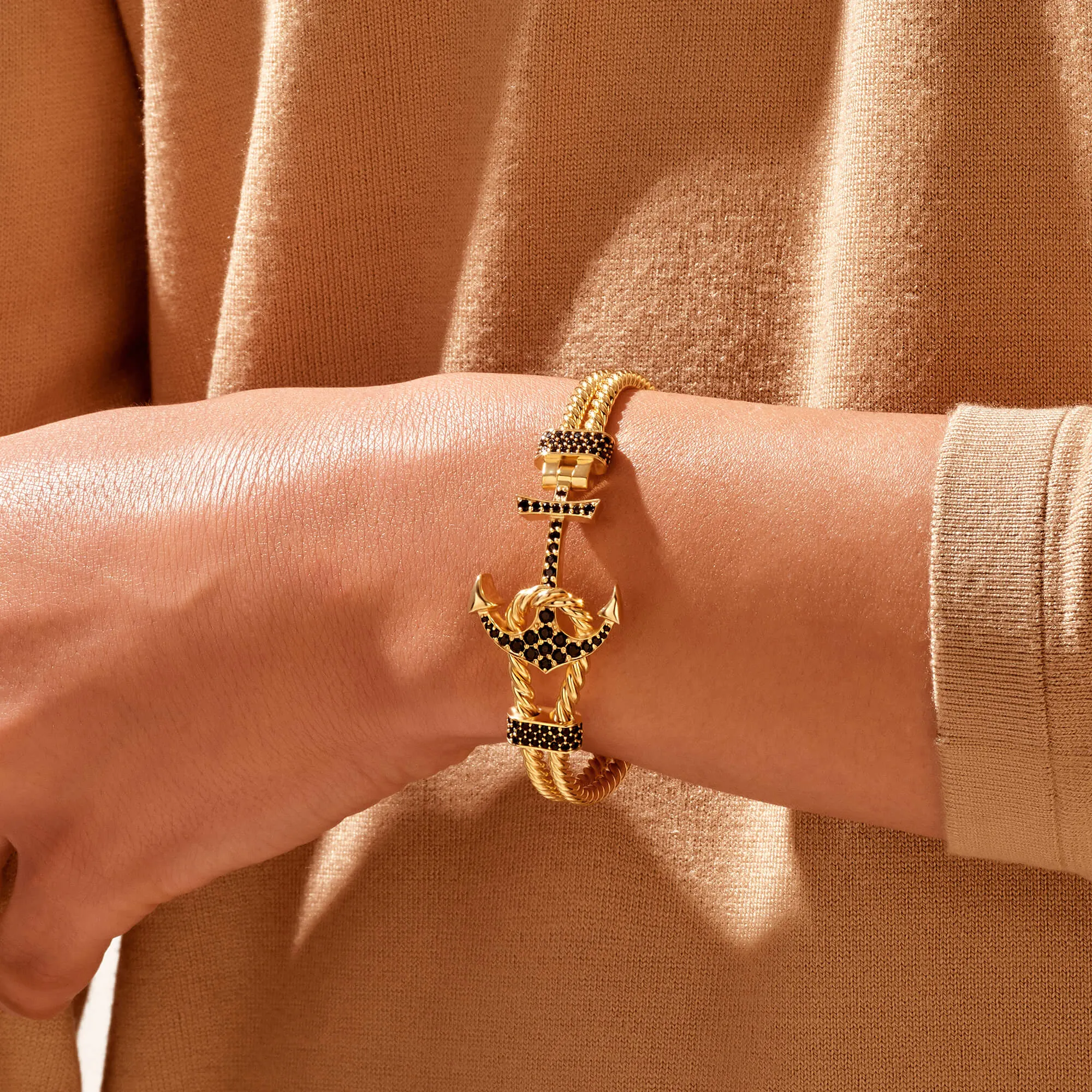 Twined Anchor Bangle - Solid Gold