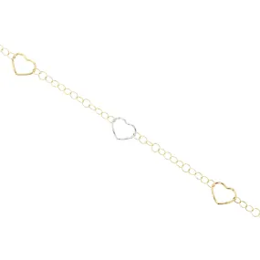 Two-Tone Open Heart Gold Anklet