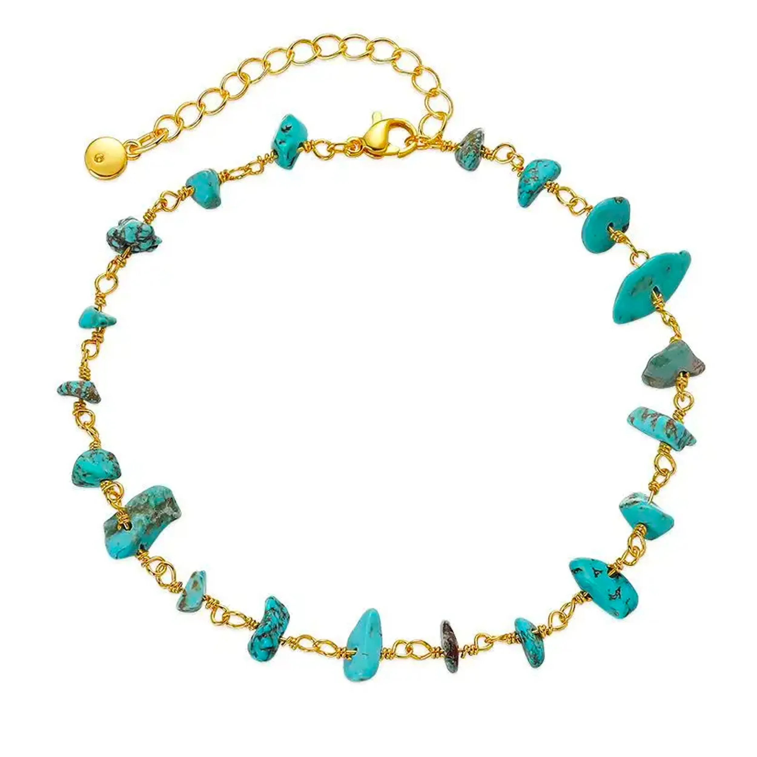 Ula Crystal Stone Anklet - Turquoise | 18K Gold Plated