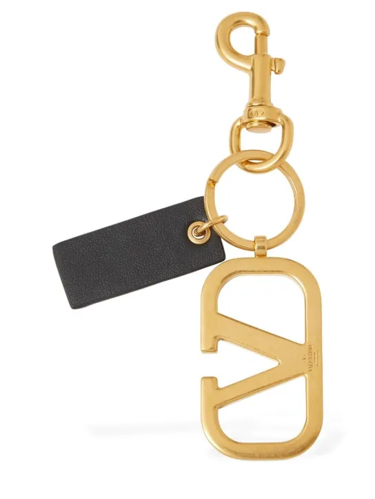 Valentino Garavani   V logo &amp; leather charms key holder 