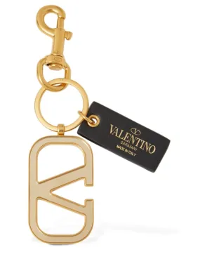 Valentino Garavani   V logo &amp; leather charms key holder 