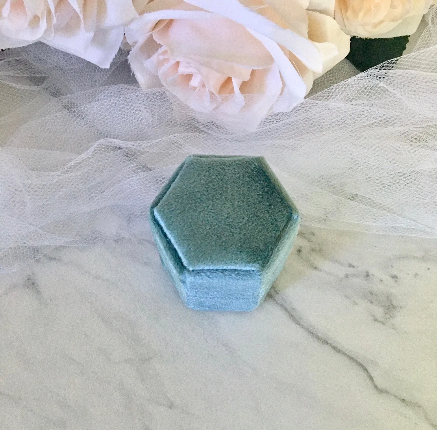 Velvet Heirloom Hexagon Ring Box - More Colors Available