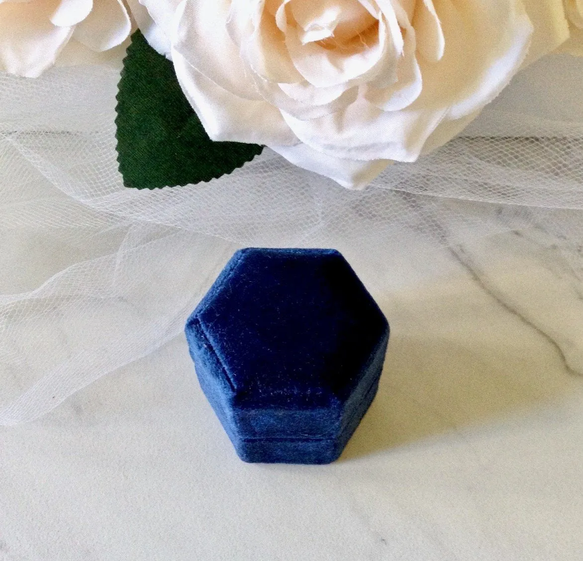 Velvet Heirloom Hexagon Ring Box - More Colors Available