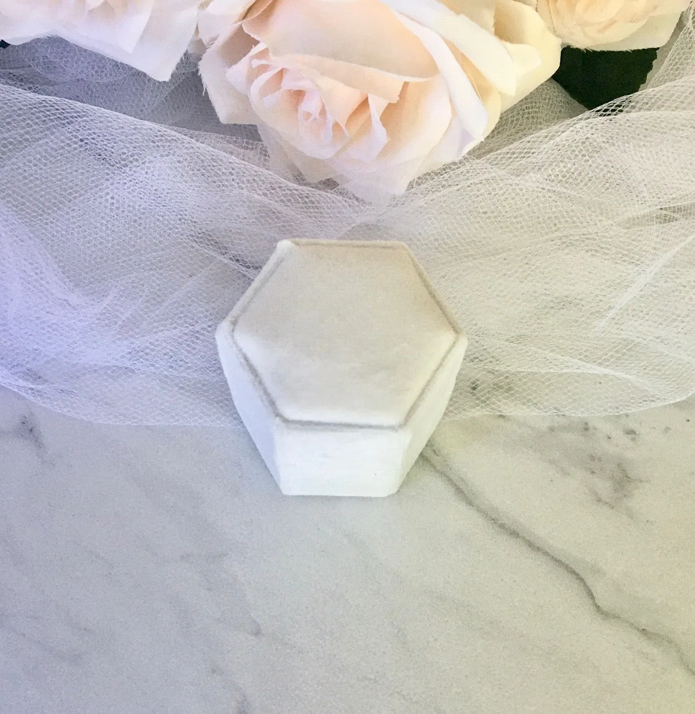 Velvet Heirloom Hexagon Ring Box - More Colors Available