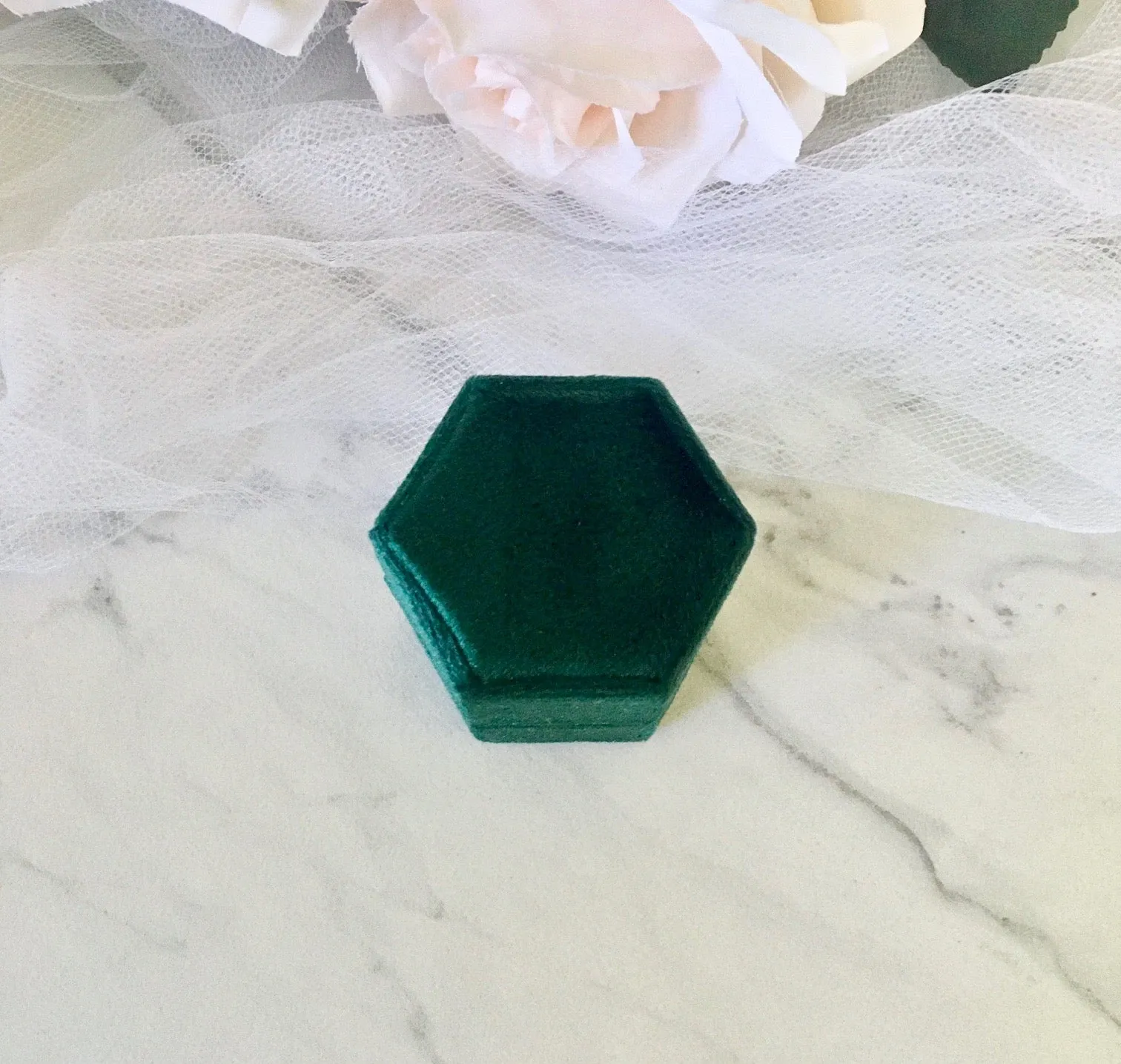 Velvet Heirloom Hexagon Ring Box - More Colors Available