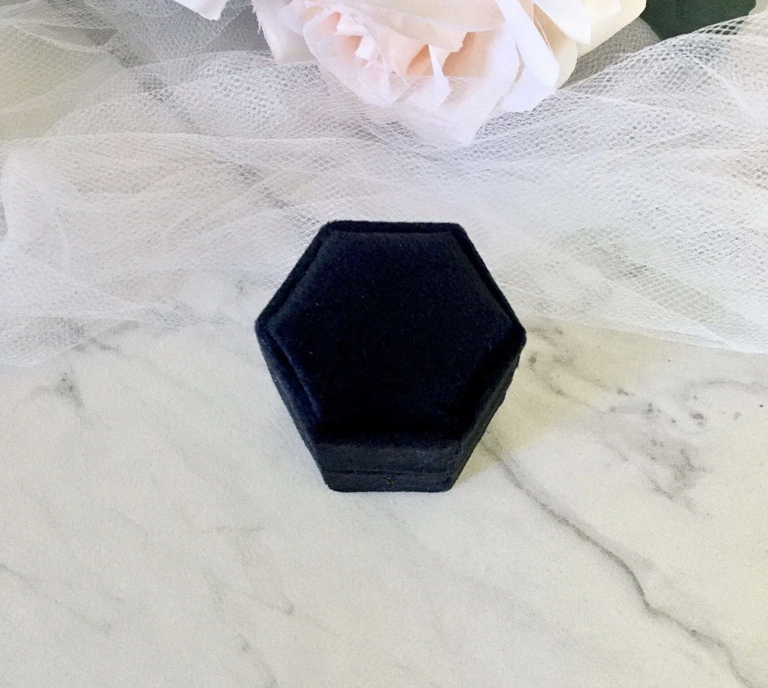 Velvet Heirloom Hexagon Ring Box - More Colors Available