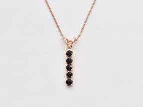 Vertical Onyx Necklace - Rose Gold Onyx Necklace - Natural Onyx Pendant