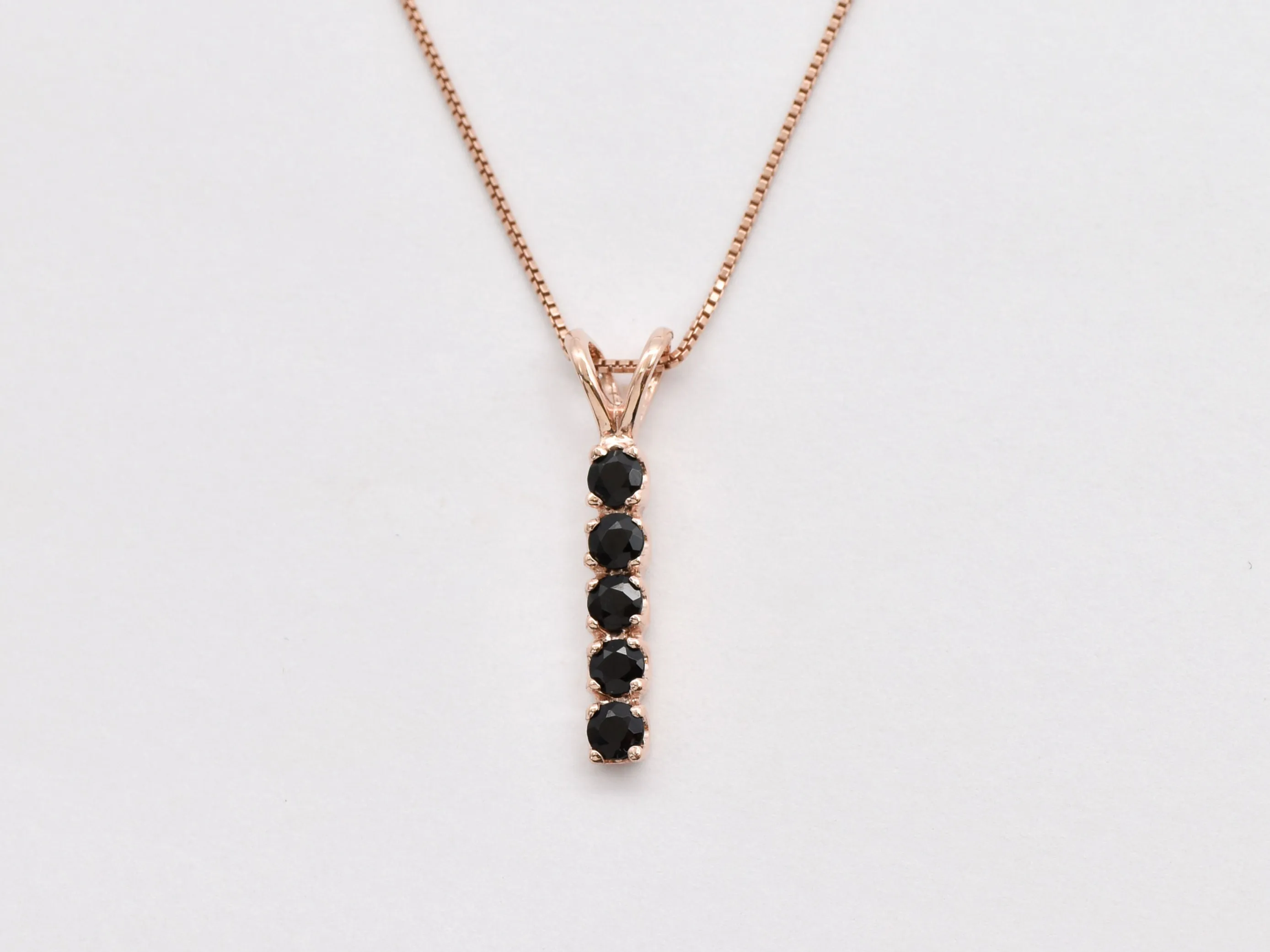 Vertical Onyx Necklace - Rose Gold Onyx Necklace - Natural Onyx Pendant