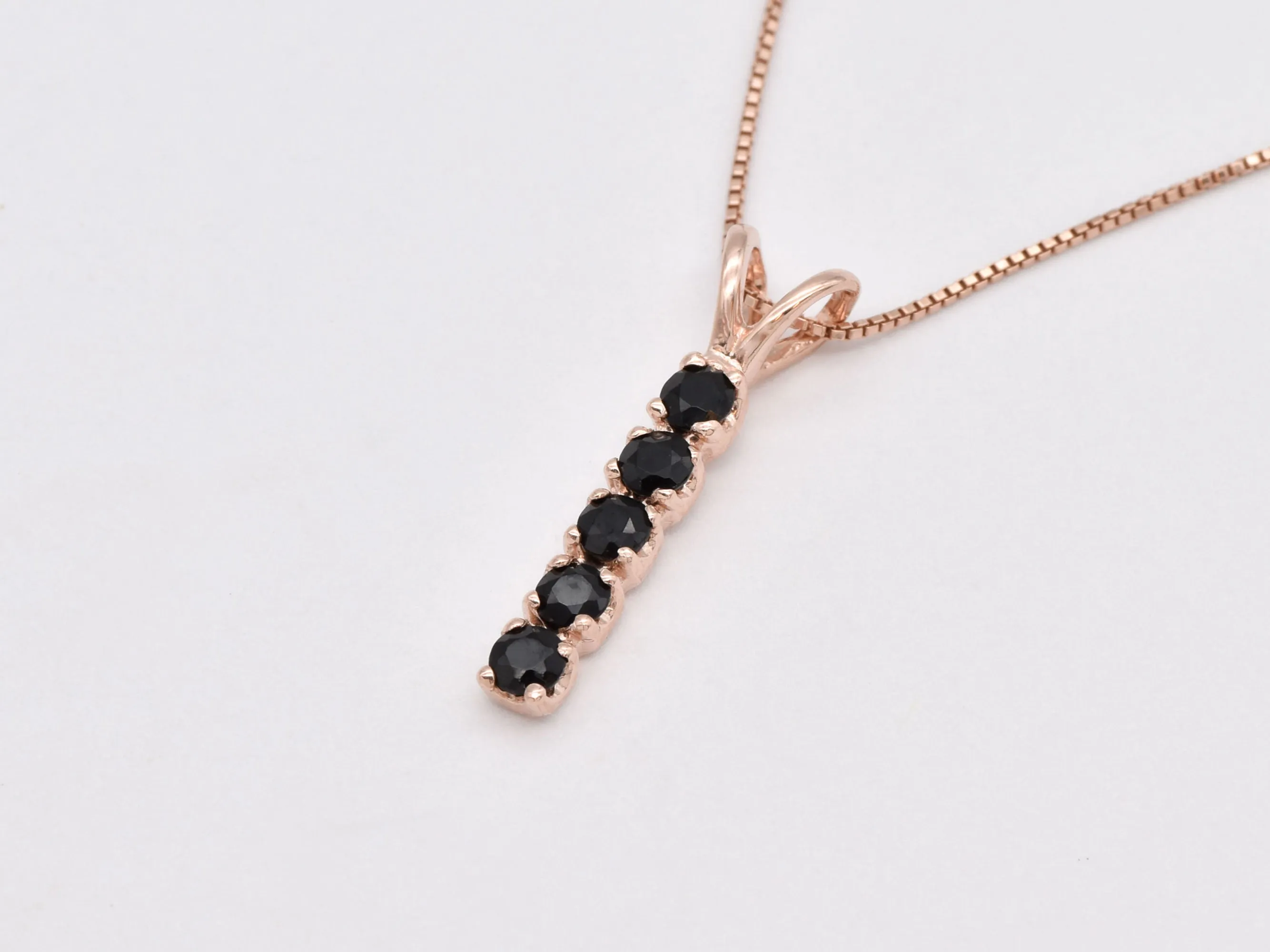 Vertical Onyx Necklace - Rose Gold Onyx Necklace - Natural Onyx Pendant