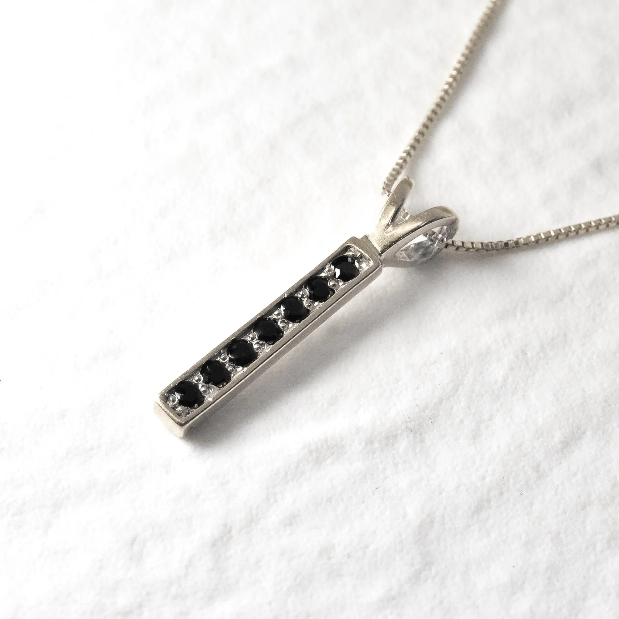 Vertical Onyx Pendant - Dainty Onyx Necklace - Black Bar Necklace