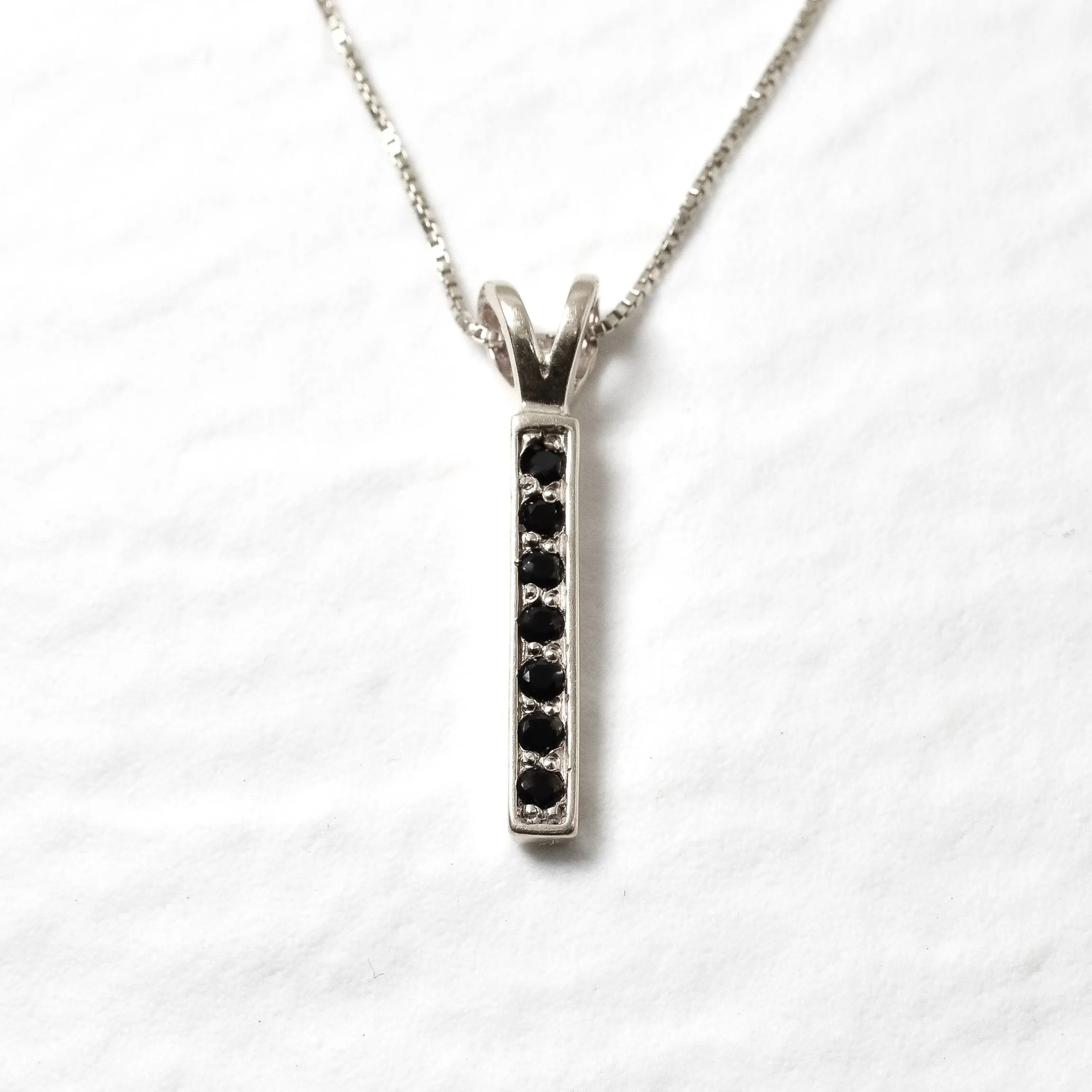 Vertical Onyx Pendant - Dainty Onyx Necklace - Black Bar Necklace