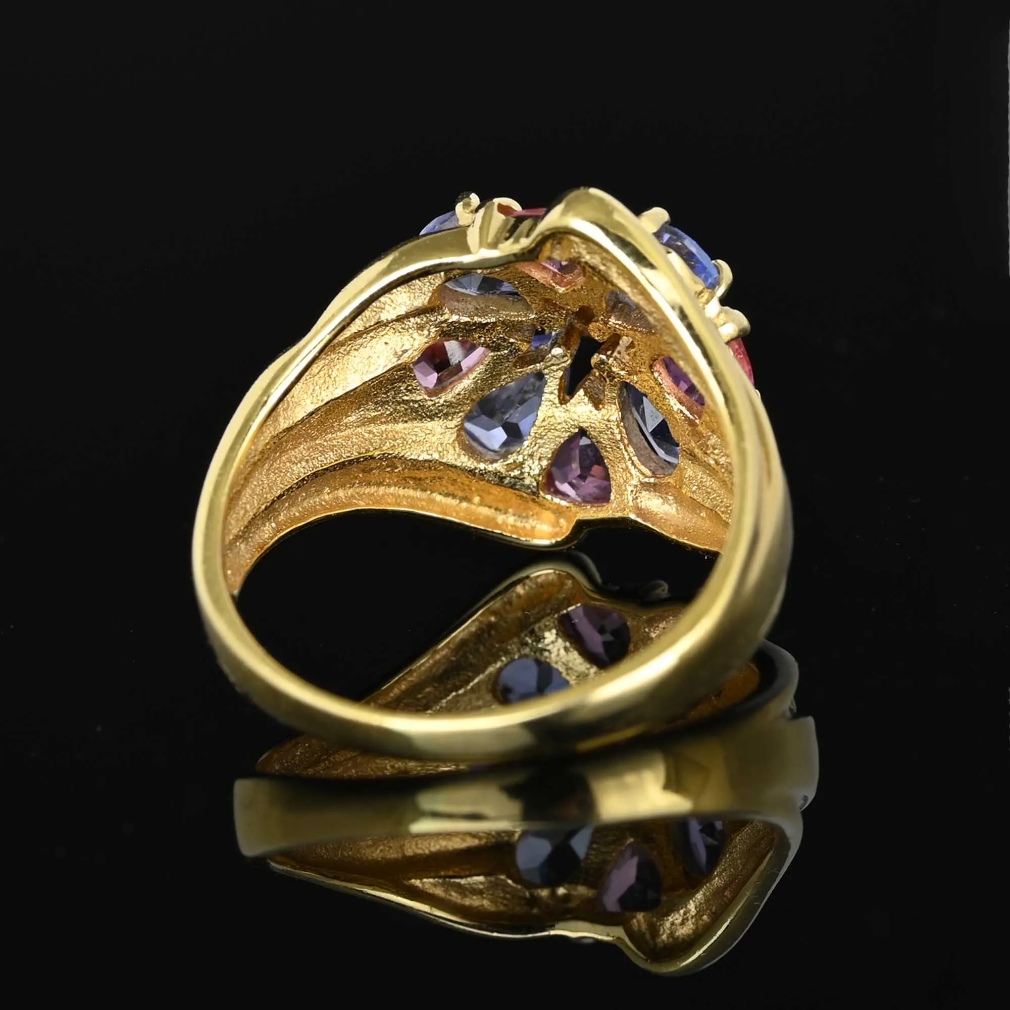 Vintage 14K Gold Tanzanite Garnet Cluster Ring