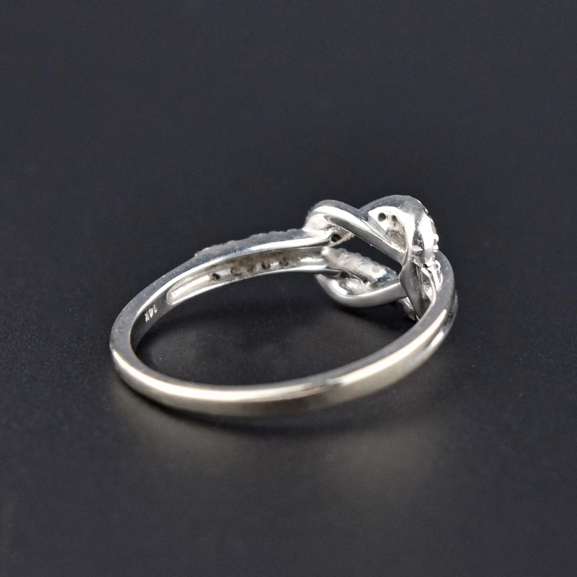 Vintage 14K White Gold Love Knot Diamond Ring