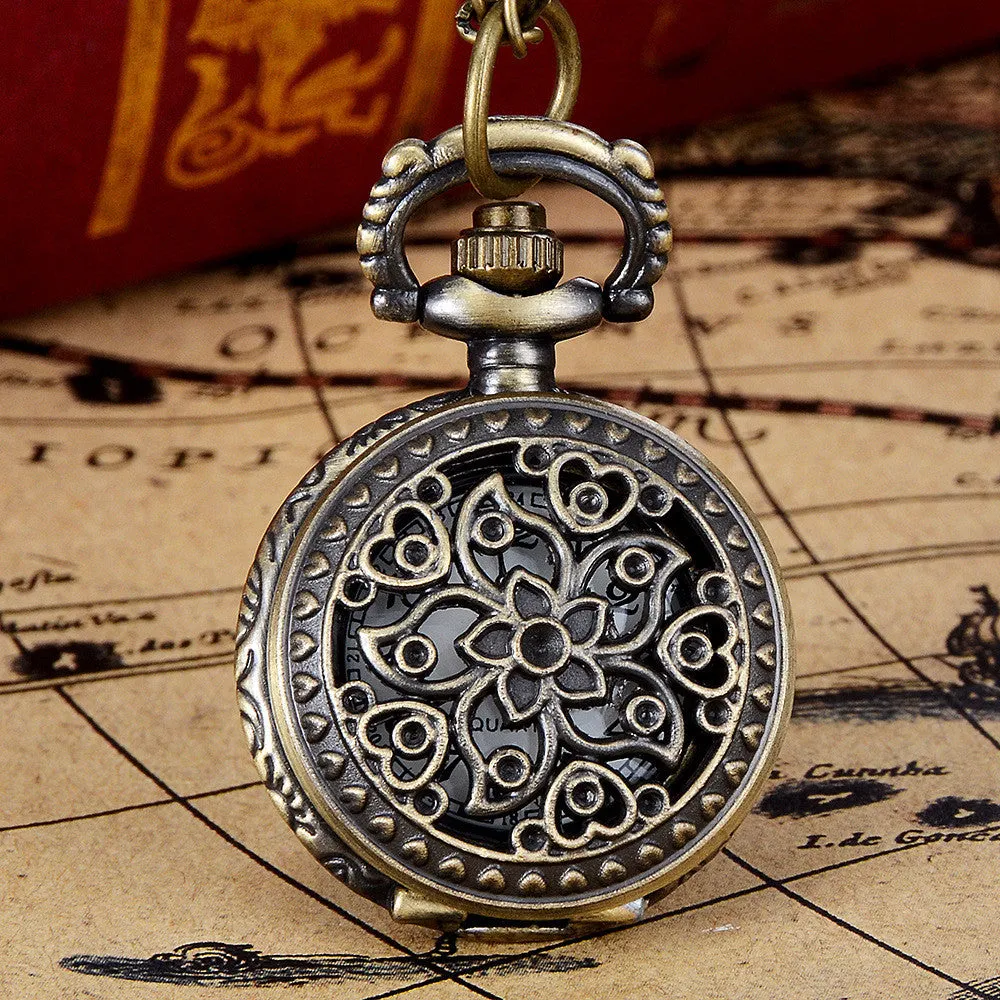 Vintage Bronze Tone Chain Pendant Men's Pocket Watch