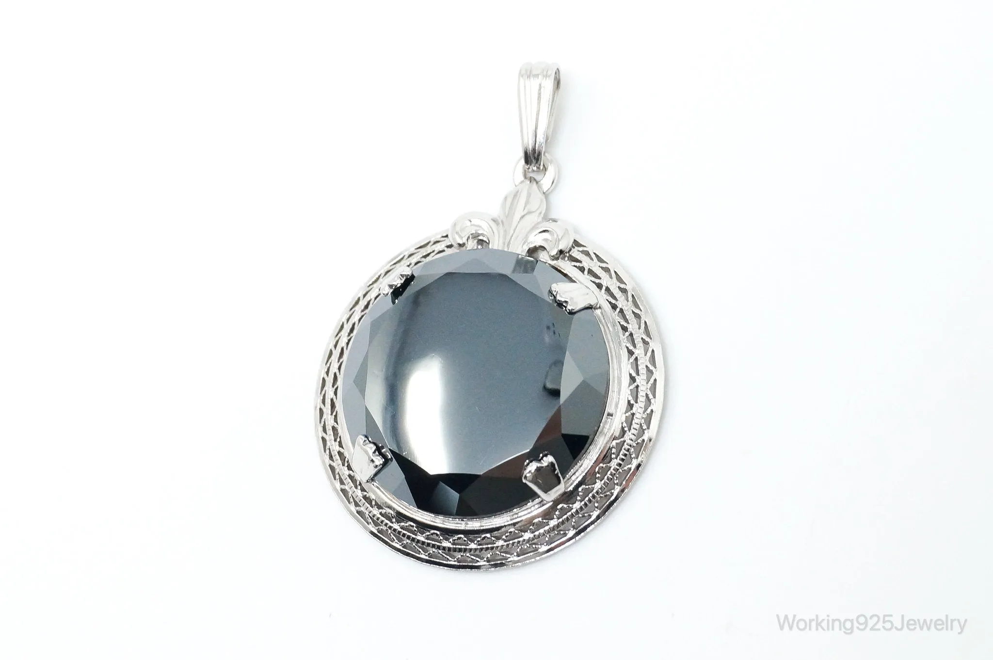 Vintage Designer Sorrento Hematite Sterling Silver Pendant