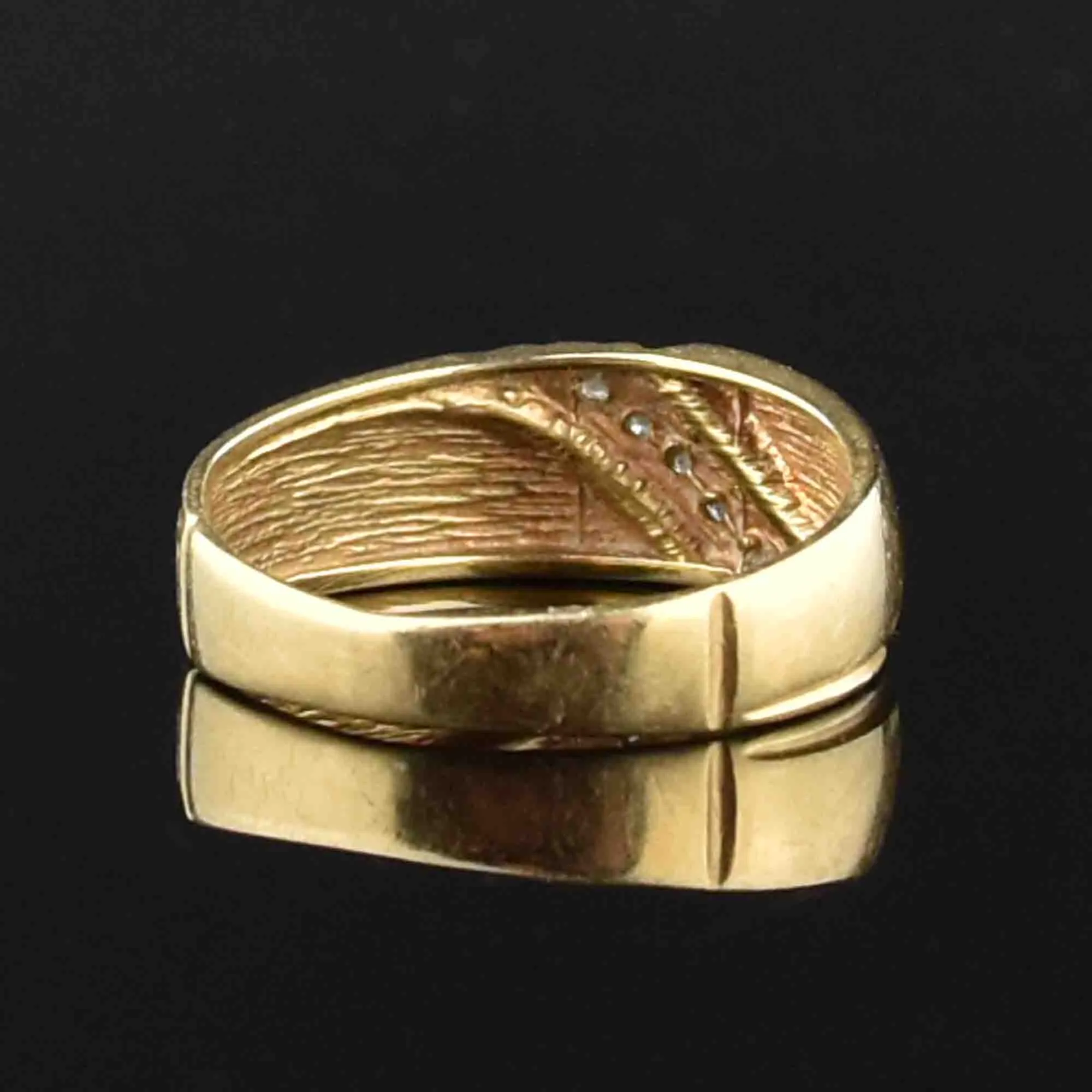 Vintage Diamond 14K Gold Band Ring, Sz 7.5