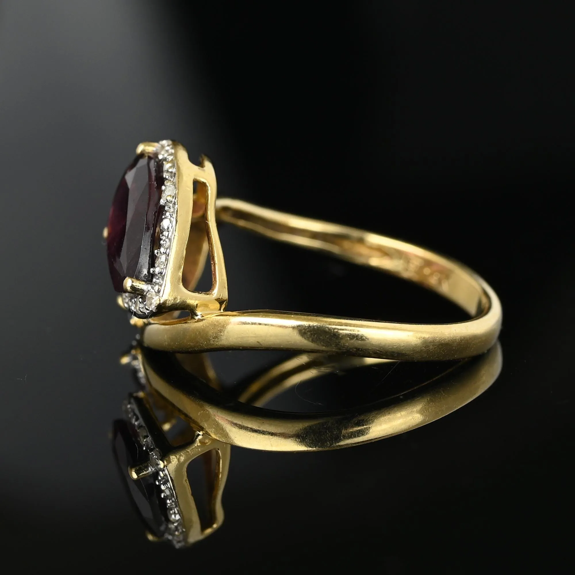 Vintage Diamond Pear Cut Pink Tourmaline Ring in 14K Gold