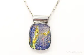 Vintage Large Dichroic Glass Sterling Silver Necklace