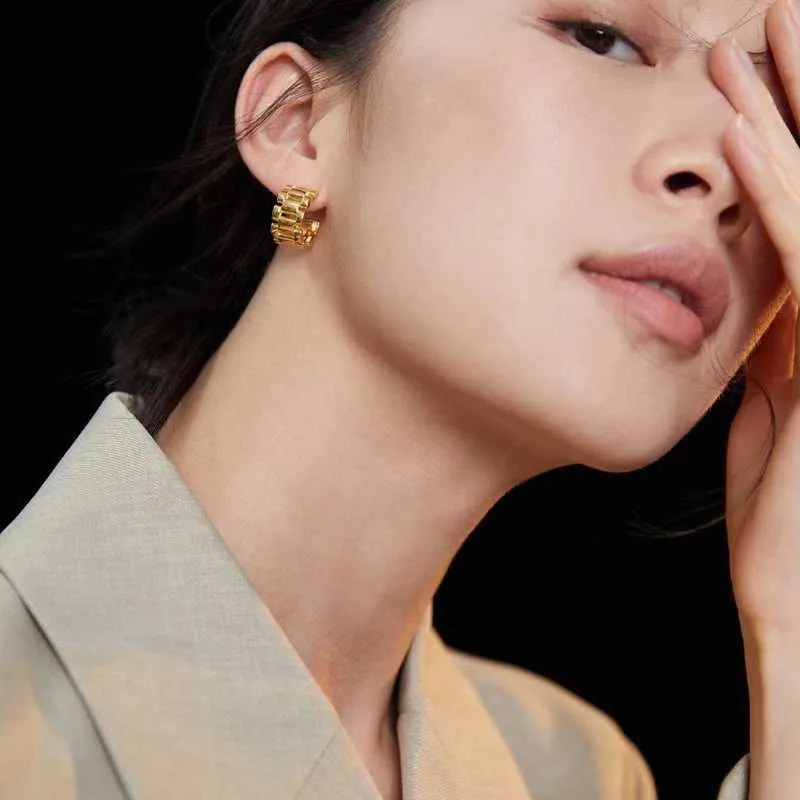 Watch Chain Hoop Earrings in 18k Gold Plated