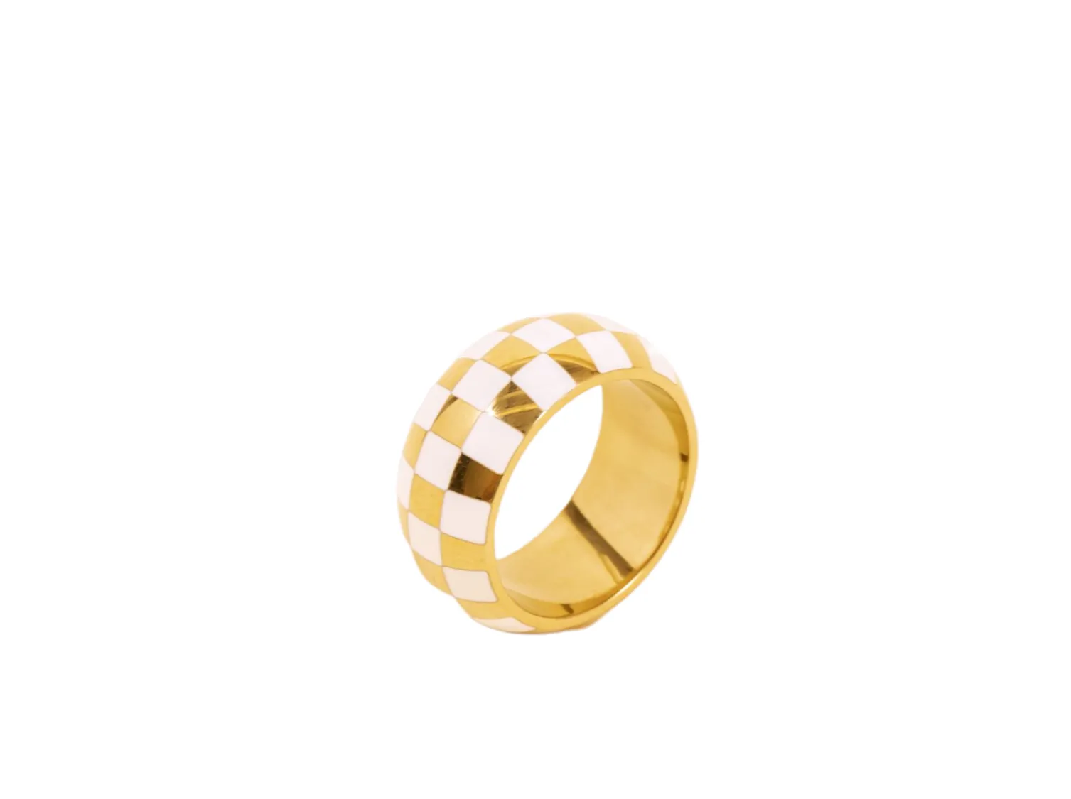 White Checkered Ring