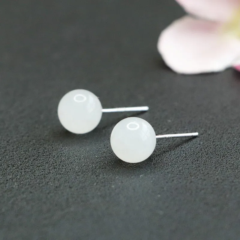 White Jade Sterling Silver Earrings from Fortune's Favor Collection