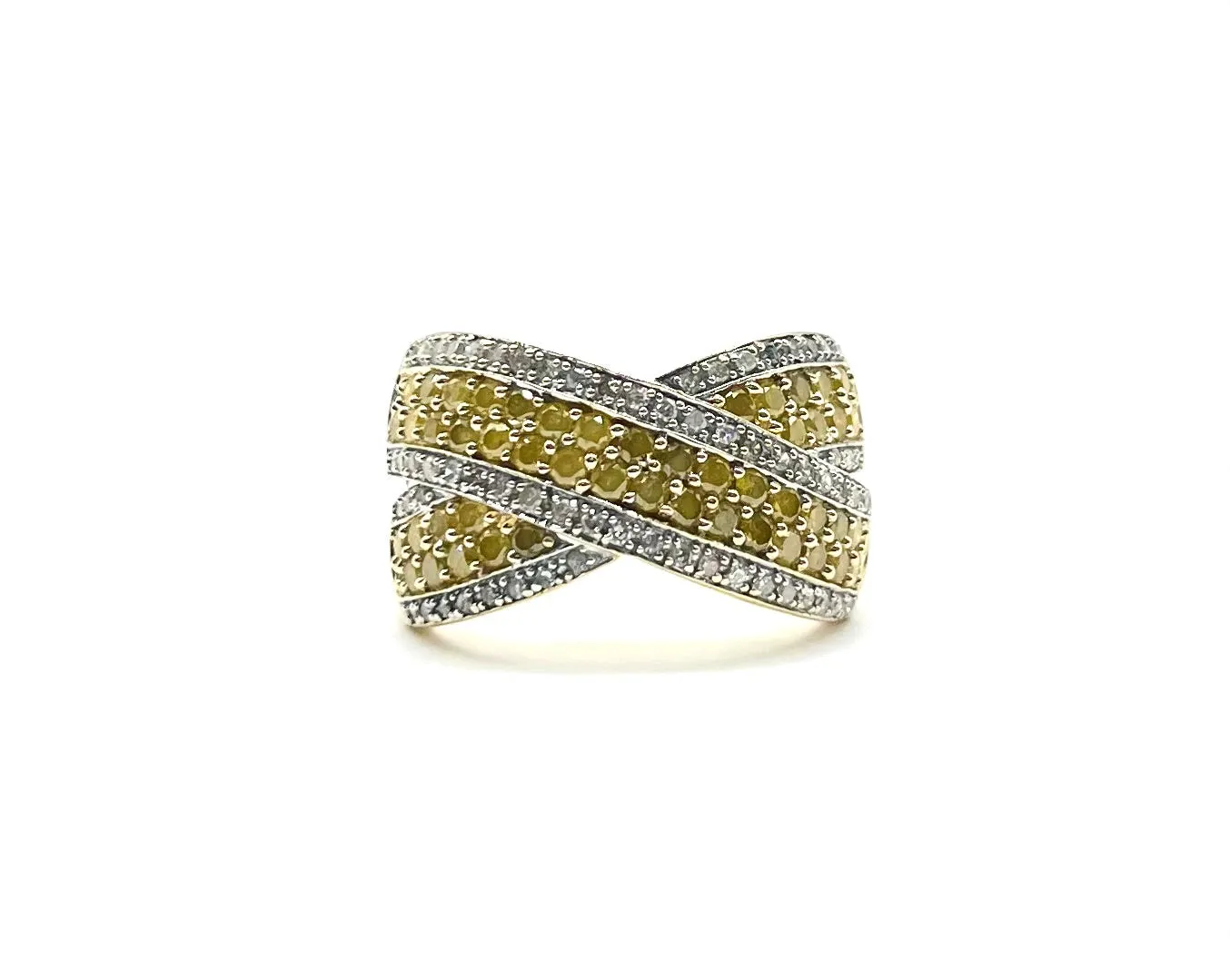 Wide Fancy Yellow Crossover Ring