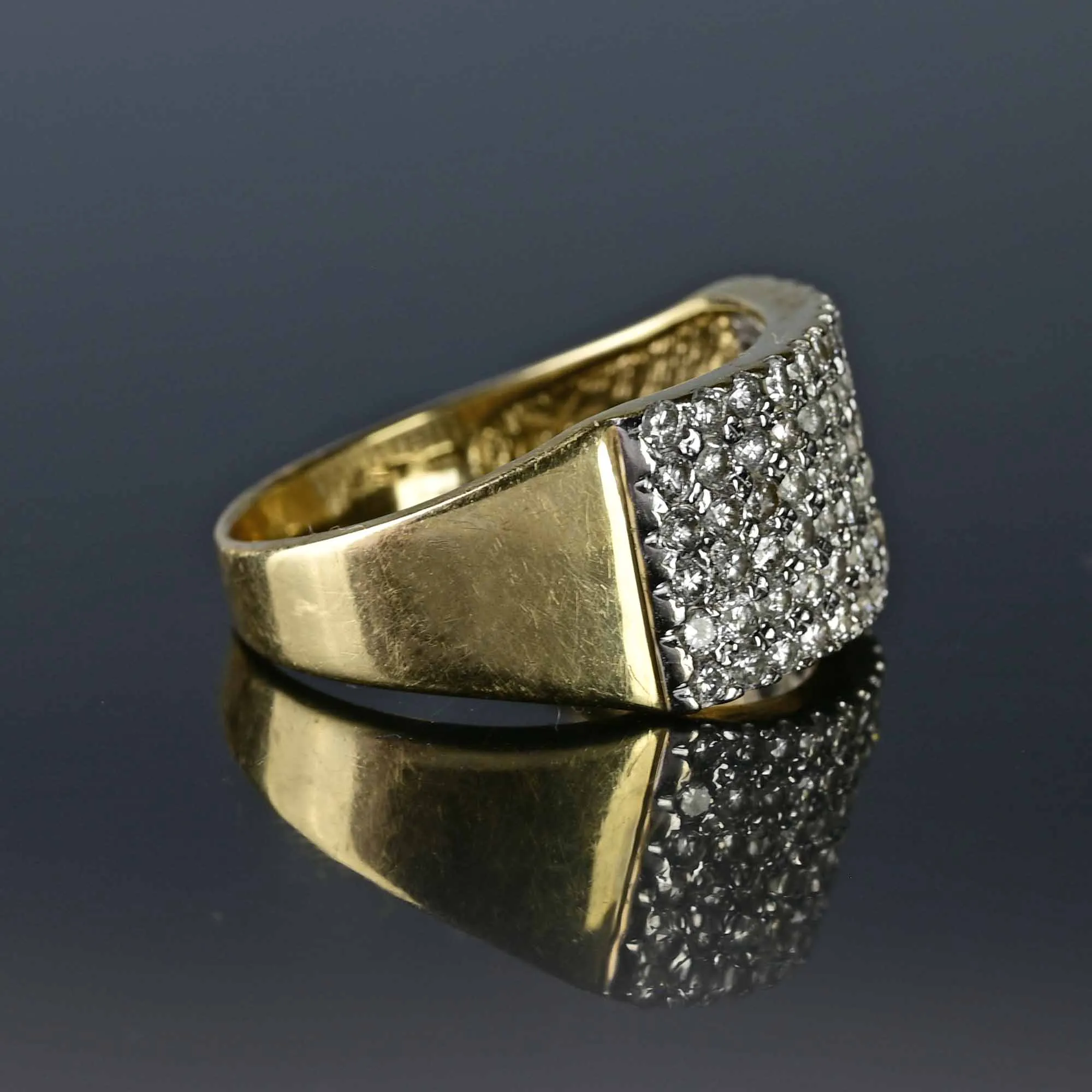 Wide Six Row Half Hoop Diamond Band Ring in 14K Gold