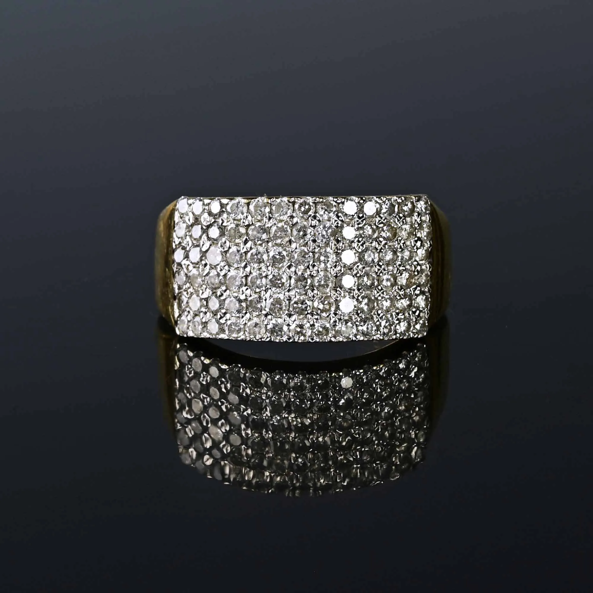 Wide Six Row Half Hoop Diamond Band Ring in 14K Gold