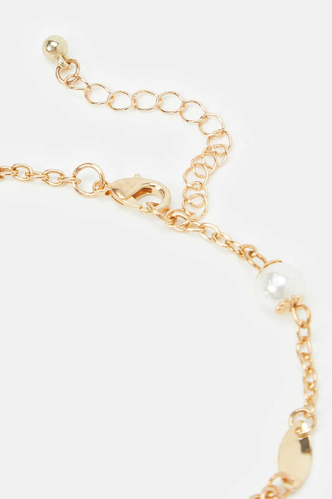 Women Gold Pearls Embellished Anklet