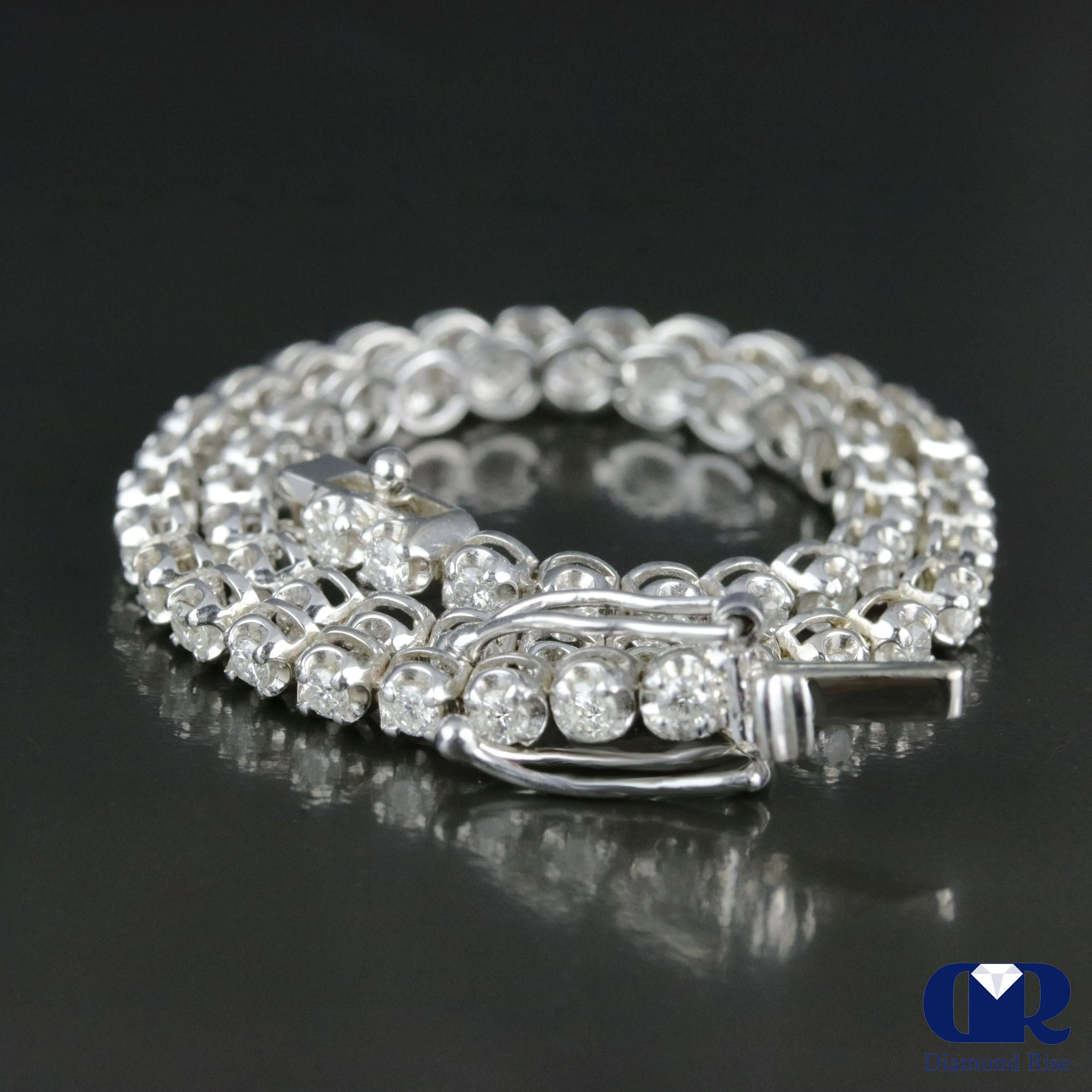 Women's Natural 1.53 Carat Round Cut Diamond Tennis Bracelet 14K White Gold 6 1/2"