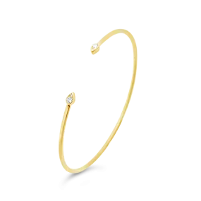 Yellow Gold & Diamond Teardrop Bangle Bracelet