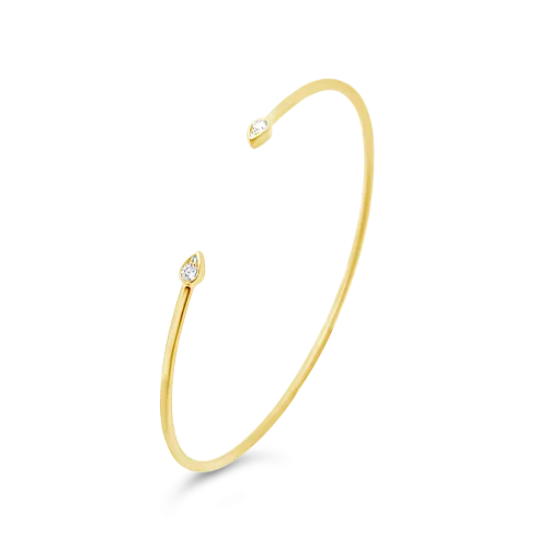 Yellow Gold & Diamond Teardrop Bangle Bracelet