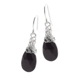 Yoola Black Onyx & Silver Crystal Earrings