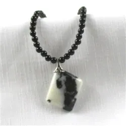 Zebra Jasper & Black Onyx Gemstone Bead Necklace